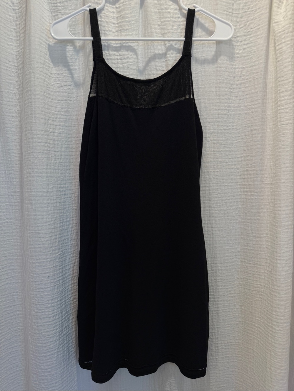 D. Esterior Italy Black Viscose Knit Sheer Mesh Trim Slip Mini Dress